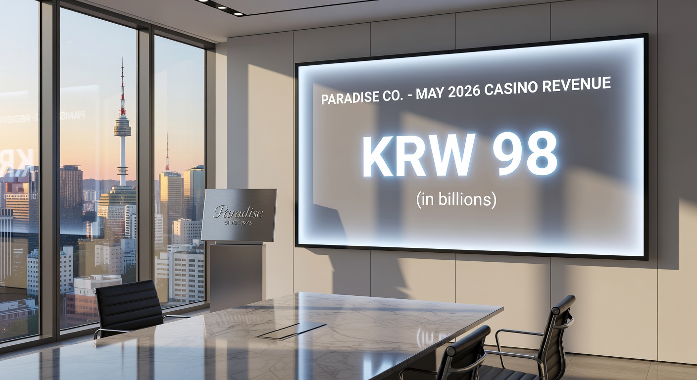 Casino floor bustling with slot machines and table games under bright lights, representing February 2026 revenue drivers