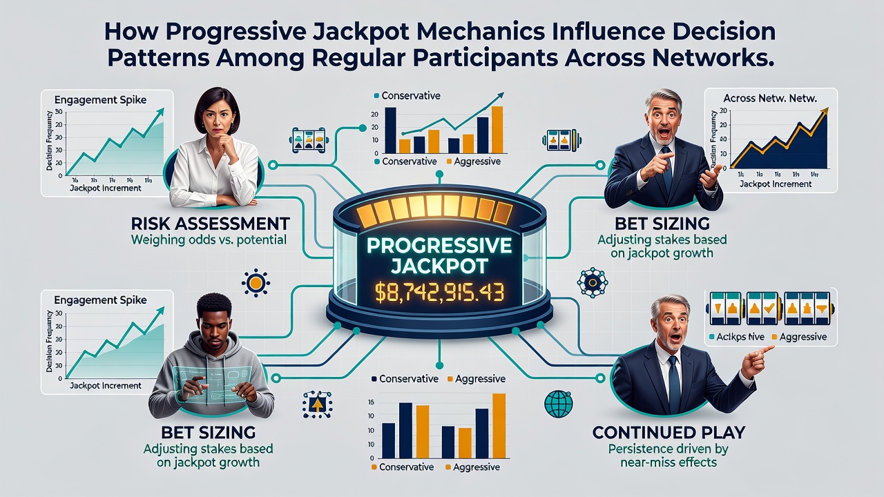 Data visualization of player activity spikes correlated with progressive jackpot growth across multiple networked tables