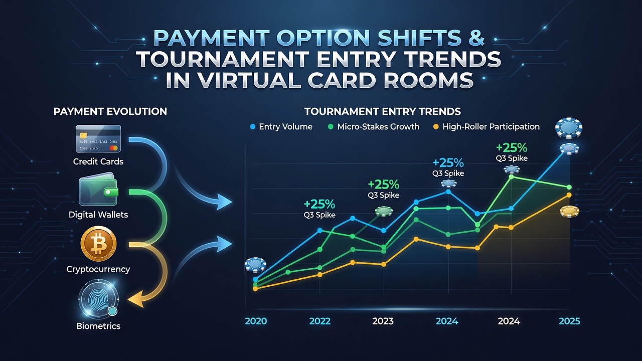 Charts showing correlation between payment method availability and monthly tournament entry volumes in online card rooms